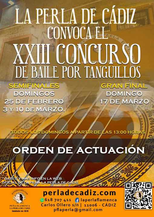 ORDEN DE ACTUACIÓN XXIII CONCURSO BAILE POR TANGUILLOS